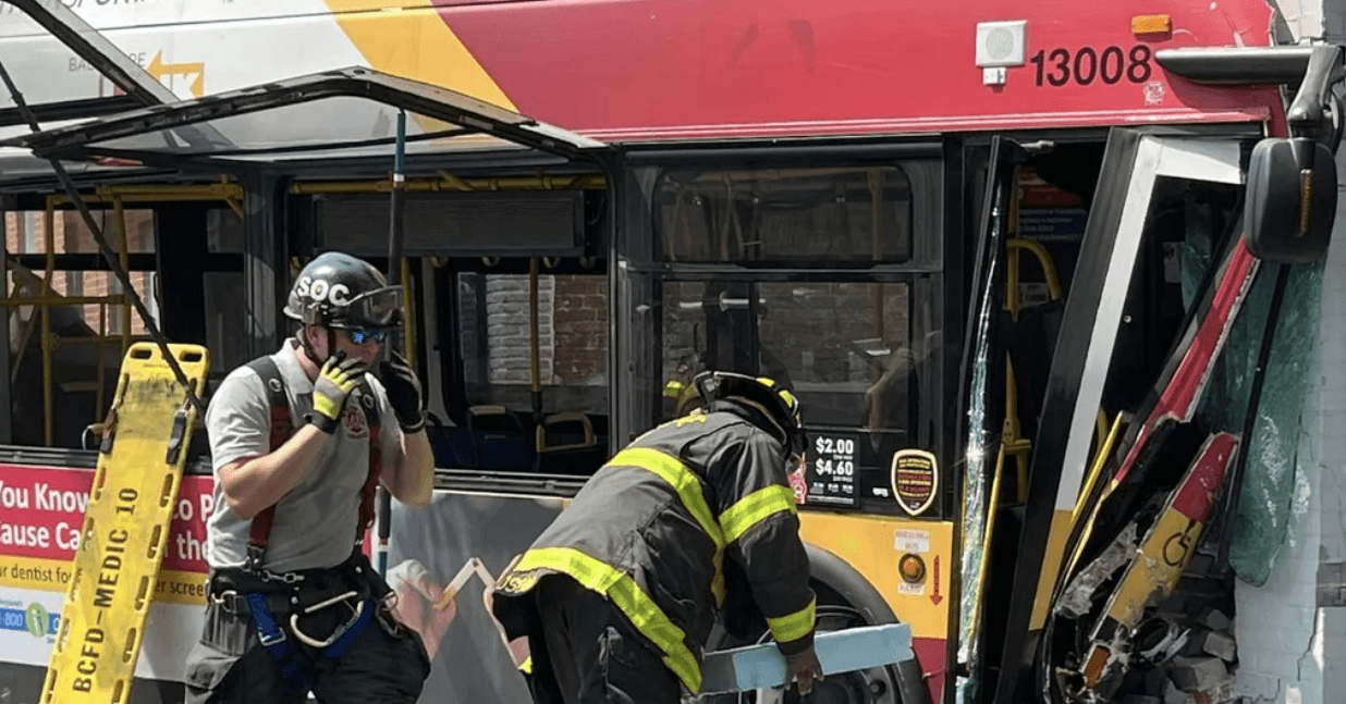 Multiple People Injured When Baltimore Bus Collides With 2 Vehicles, Occupied Building